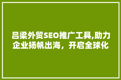 吕梁外贸SEO推广工具,助力企业扬帆出海，开启全球化征程