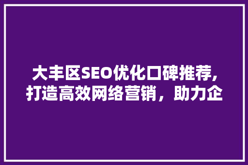 大丰区SEO优化口碑推荐,打造高效网络营销，助力企业腾飞
