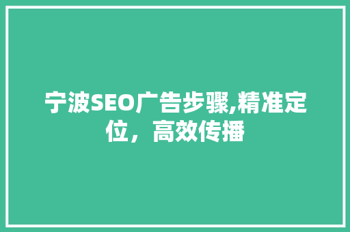 宁波SEO广告步骤,精准定位，高效传播  第1张