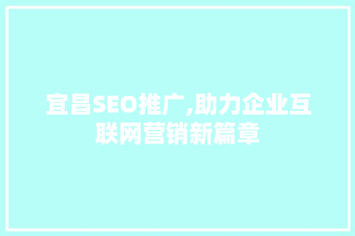 宜昌SEO推广,助力企业互联网营销新篇章