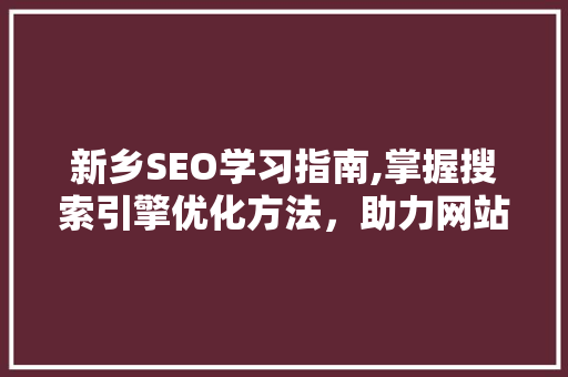 新乡SEO学习指南,掌握搜索引擎优化方法，助力网站流量提升