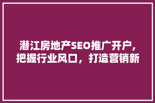 潜江房地产SEO推广开户,把握行业风口，打造营销新格局