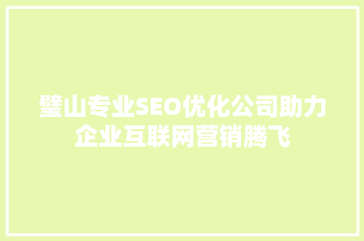 璧山专业SEO优化公司助力企业互联网营销腾飞  第1张