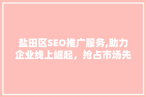 盐田区SEO推广服务,助力企业线上崛起，抢占市场先机
