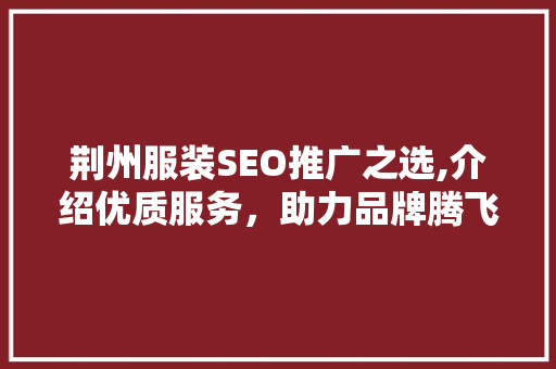 荆州服装SEO推广之选,介绍优质服务，助力品牌腾飞