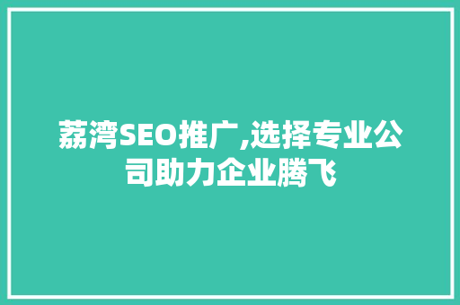 荔湾SEO推广,选择专业公司助力企业腾飞