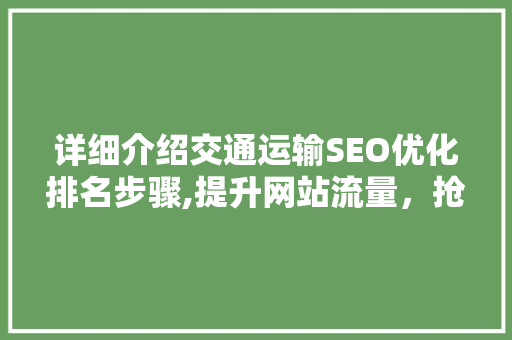 详细介绍交通运输SEO优化排名步骤,提升网站流量，抢占行业高地