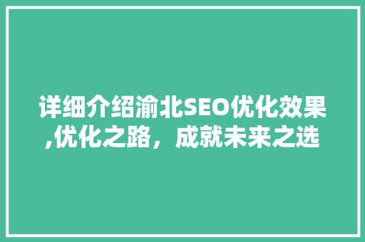 详细介绍渝北SEO优化效果,优化之路，成就未来之选