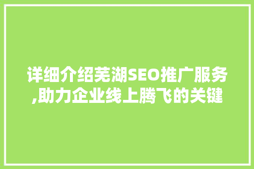 详细介绍芜湖SEO推广服务,助力企业线上腾飞的关键步骤