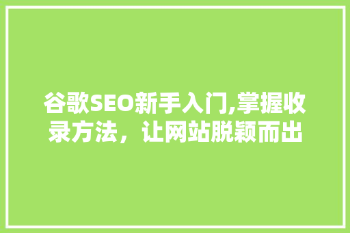 谷歌SEO新手入门,掌握收录方法，让网站脱颖而出