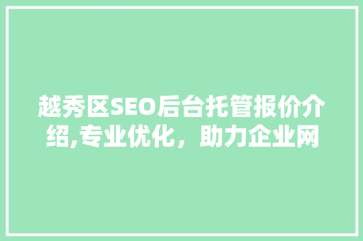 越秀区SEO后台托管报价介绍,专业优化，助力企业网站脱颖而出