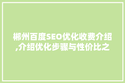 郴州百度SEO优化收费介绍,介绍优化步骤与性价比之选
