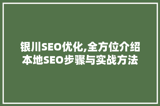 银川SEO优化,全方位介绍本地SEO步骤与实战方法