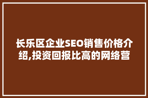 长乐区企业SEO销售价格介绍,投资回报比高的网络营销之路
