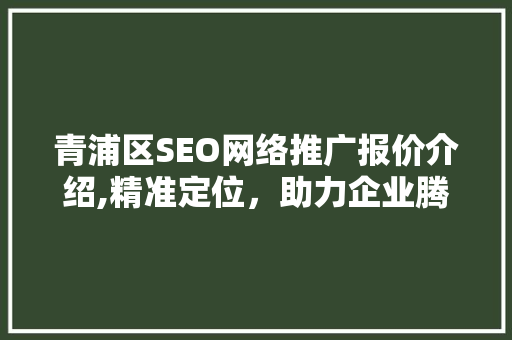 青浦区SEO网络推广报价介绍,精准定位，助力企业腾飞