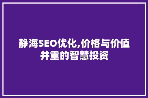 静海SEO优化,价格与价值并重的智慧投资