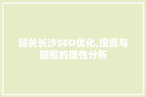 韶关长沙SEO优化,投资与回报的理性分析