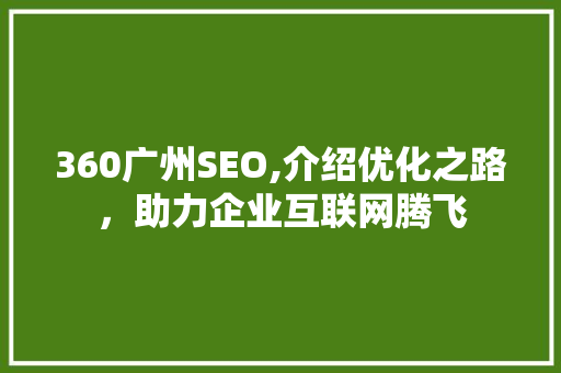 360广州SEO,介绍优化之路，助力企业互联网腾飞