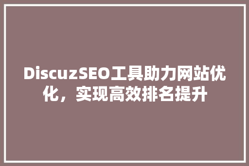 DiscuzSEO工具助力网站优化，实现高效排名提升