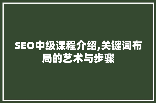 SEO中级课程介绍,关键词布局的艺术与步骤