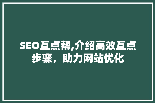 SEO互点帮,介绍高效互点步骤，助力网站优化