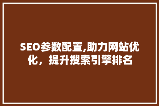 SEO参数配置,助力网站优化，提升搜索引擎排名  第1张