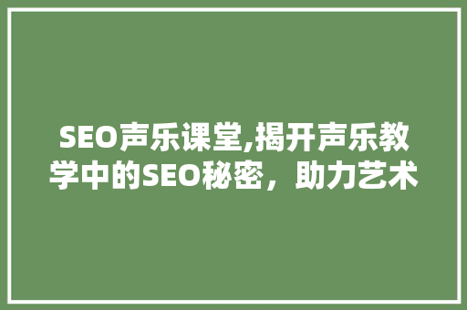 SEO声乐课堂,揭开声乐教学中的SEO秘密，助力艺术教育在线崛起