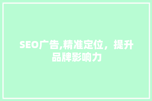SEO广告,精准定位，提升品牌影响力  第1张