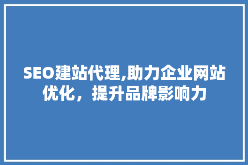 SEO建站代理,助力企业网站优化，提升品牌影响力