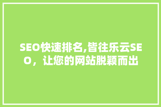 SEO快速排名,皆往乐云SEO，让您的网站脱颖而出  第1张