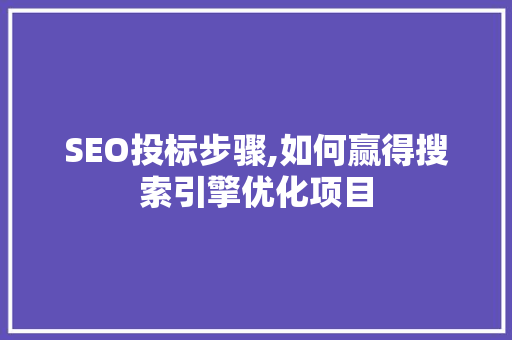 SEO投标步骤,如何赢得搜索引擎优化项目
