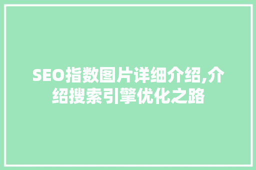 SEO指数图片详细介绍,介绍搜索引擎优化之路