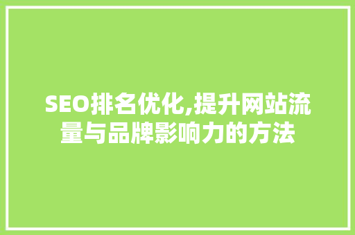 SEO排名优化,提升网站流量与品牌影响力的方法