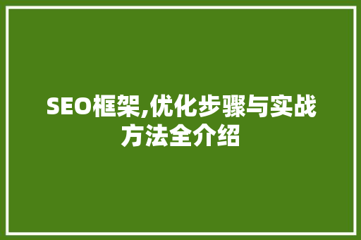SEO框架,优化步骤与实战方法全介绍