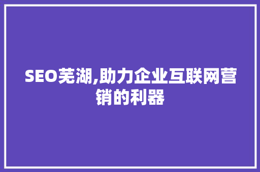 SEO芜湖,助力企业互联网营销的利器