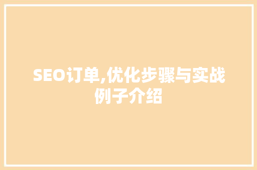 SEO订单,优化步骤与实战例子介绍