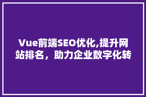 Vue前端SEO优化,提升网站排名，助力企业数字化转型