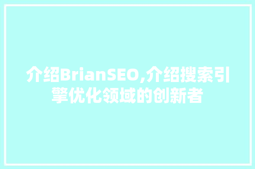 介绍BrianSEO,介绍搜索引擎优化领域的创新者