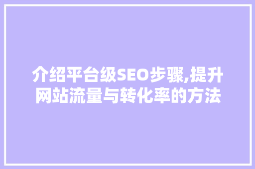 介绍平台级SEO步骤,提升网站流量与转化率的方法