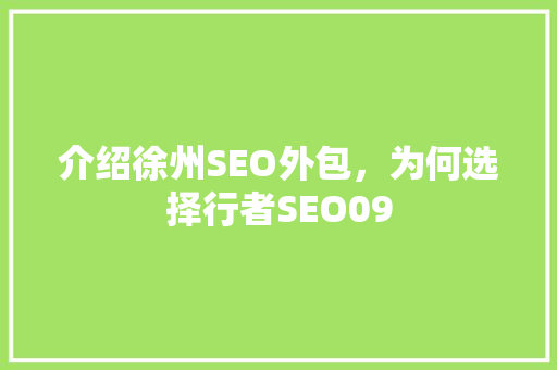 介绍徐州SEO外包，为何选择行者SEO09