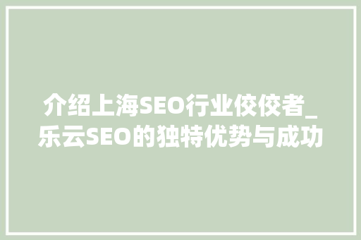 介绍上海SEO行业佼佼者_乐云SEO的独特优势与成功之路