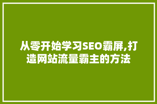 从零开始学习SEO霸屏,打造网站流量霸主的方法