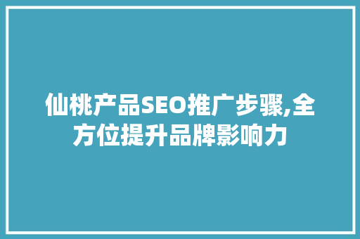 仙桃产品SEO推广步骤,全方位提升品牌影响力