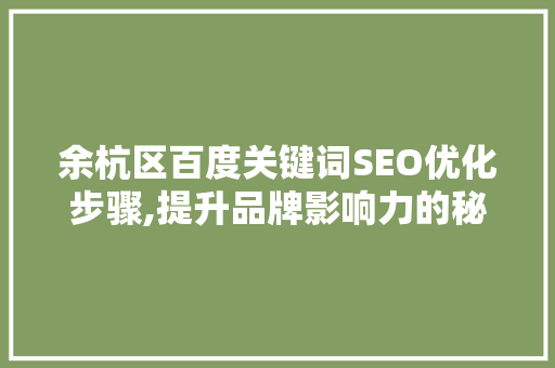 余杭区百度关键词SEO优化步骤,提升品牌影响力的秘密武器