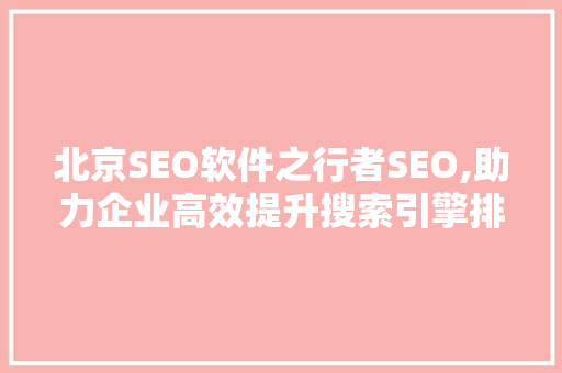 北京SEO软件之行者SEO,助力企业高效提升搜索引擎排名