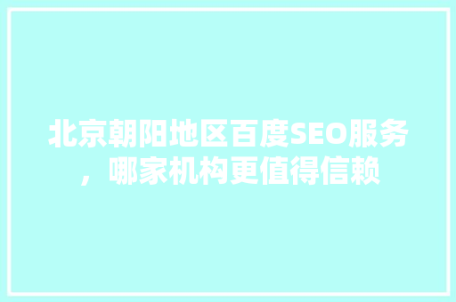 北京朝阳地区百度SEO服务，哪家机构更值得信赖