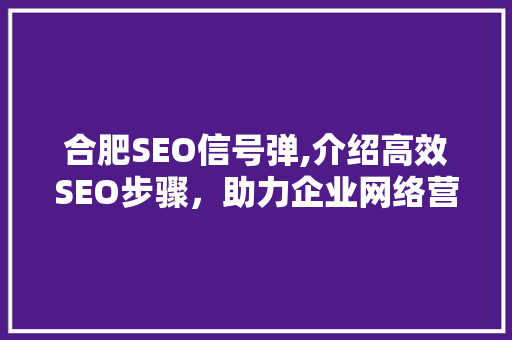 合肥SEO信号弹,介绍高效SEO步骤，助力企业网络营销