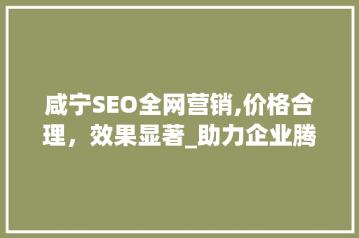 咸宁SEO全网营销,价格合理，效果显著_助力企业腾飞新篇章
