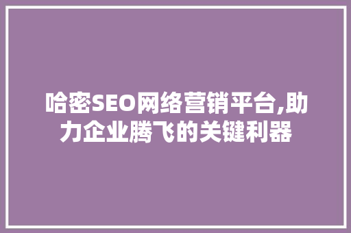 哈密SEO网络营销平台,助力企业腾飞的关键利器