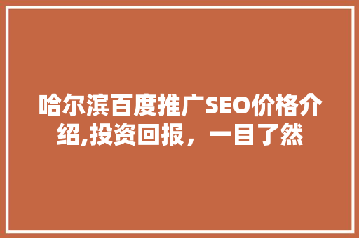 哈尔滨百度推广SEO价格介绍,投资回报，一目了然